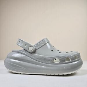 Crocs Crush High Shine Gray Clogs Women 9 Men 7 Comfort Platform Slip On Shoes
